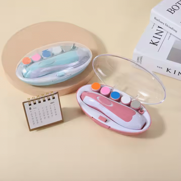 Baby-Safe Electric Nail Cutter – 6-in-1 Filing Kit with Night Light